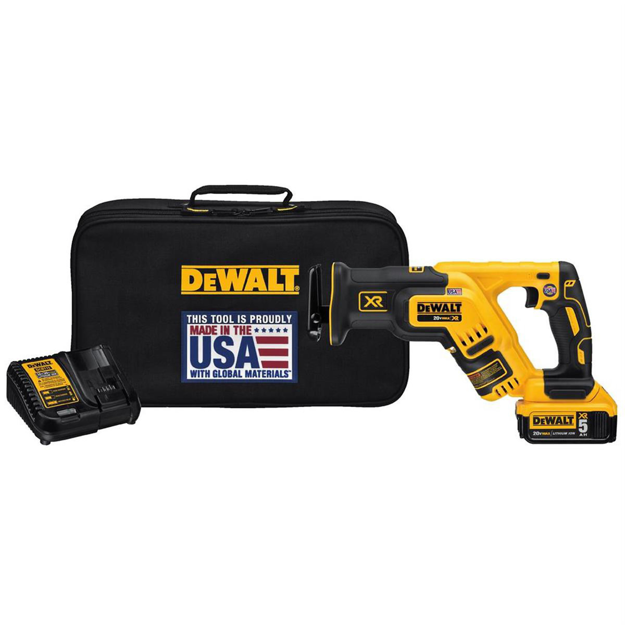 DEWALT 20V XR Brushless Compact Reciprocating Saw — 14.5in. Length, LED Light, Keyless 4-Position Blade Clamp, Model# DWTDCS367P1